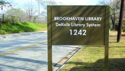 Post and Panel sign for the Brookhaven Library in Brookhaven, DeKalb County, GA
