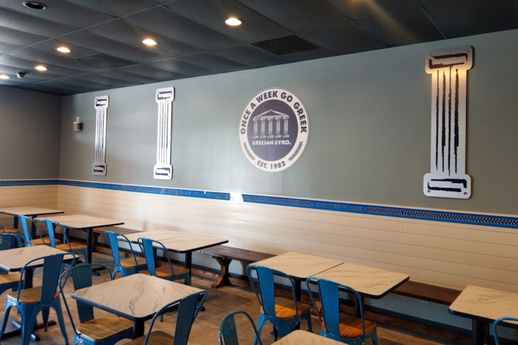 Brushed Aluminum & PVC Displays | Restaurant | Atlanta, GA | Grecian Gyro 