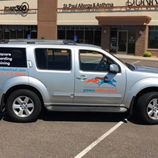 Vehicle graphics and decals for Paws Unleashed in Woodbury, MN