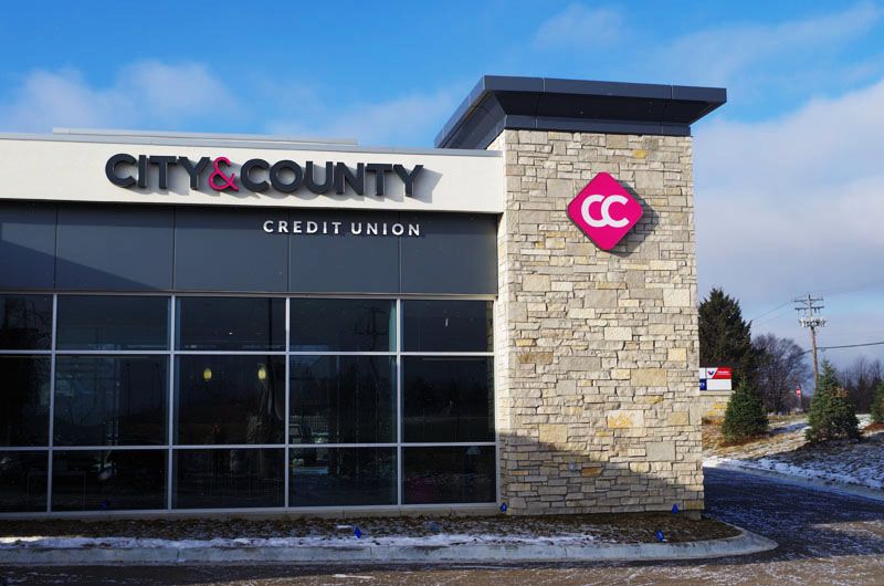Lit Channel letters for new build City and County Credit Union in Woodbury, MN