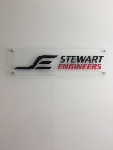 Dimensional Lobby Logo for Stewart Engineers in Wake Forest NC