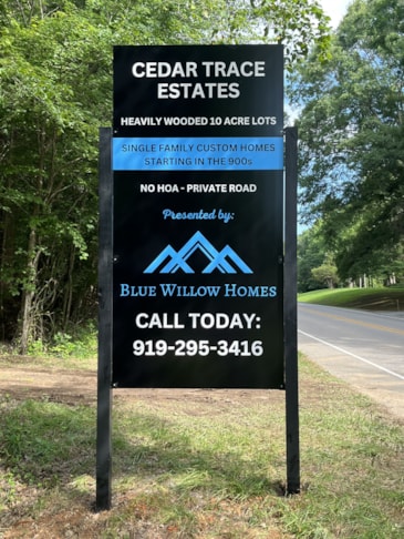 Post & Panel Sign - Blue Willow Homes - Hillsborough, NC