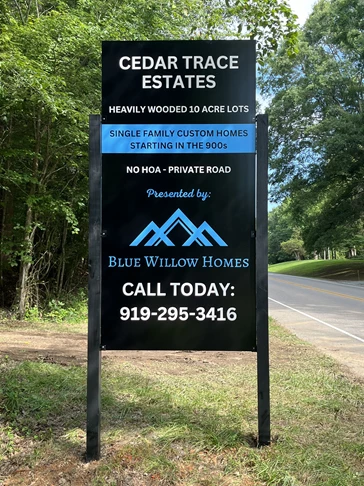 Post & Panel Sign - Blue Willow Homes - Hillsborough, NC