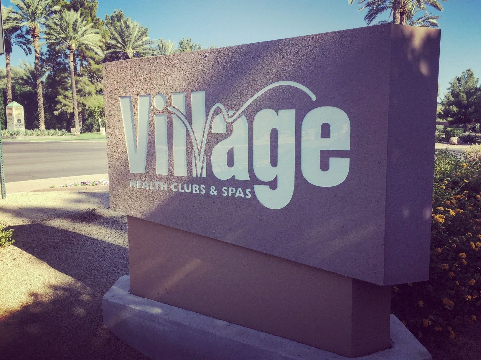Architectural monument signage Gainey Village Health Club