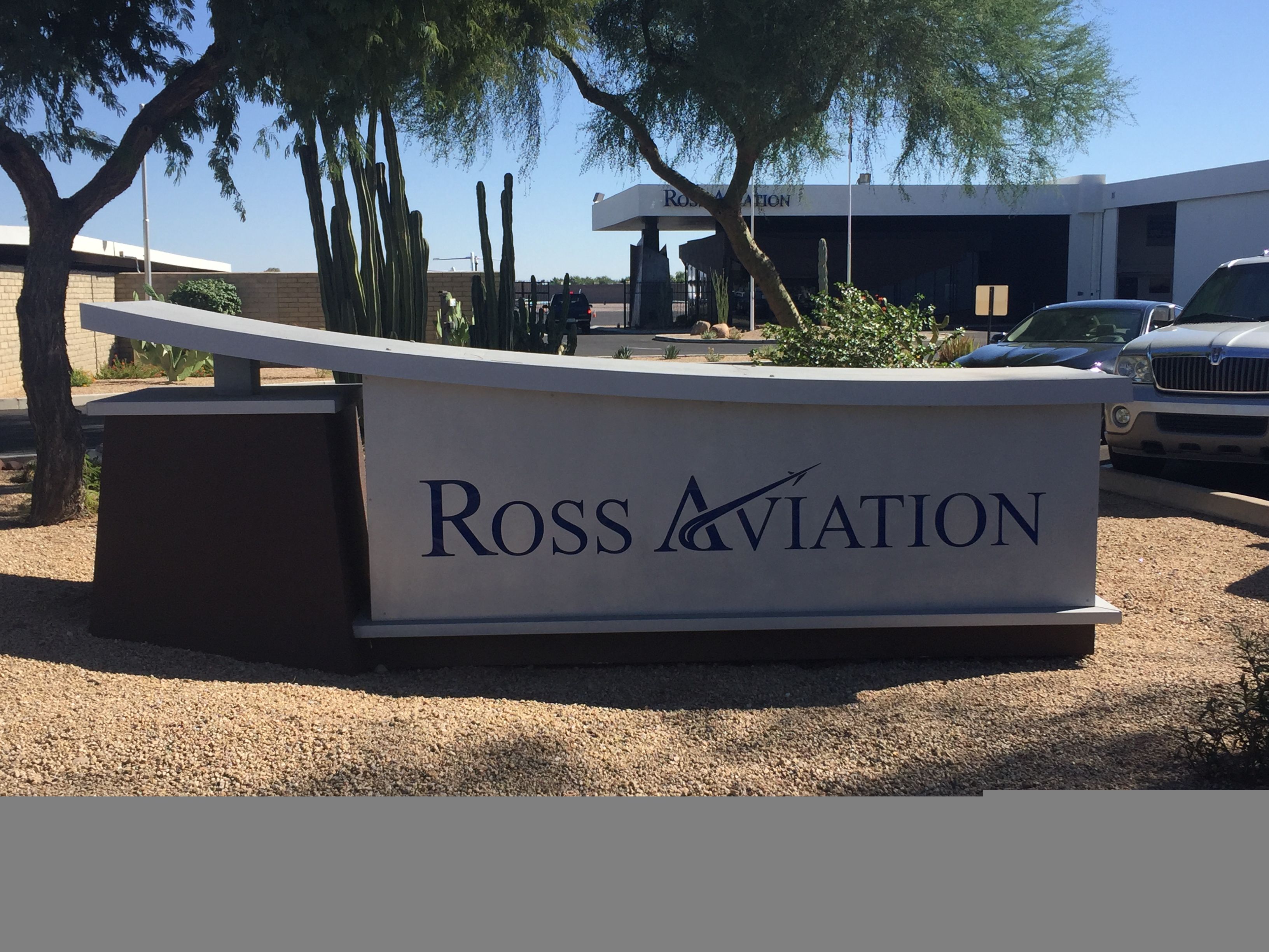 Monument Sign for Ross Aviation in Scottsdale, AZ