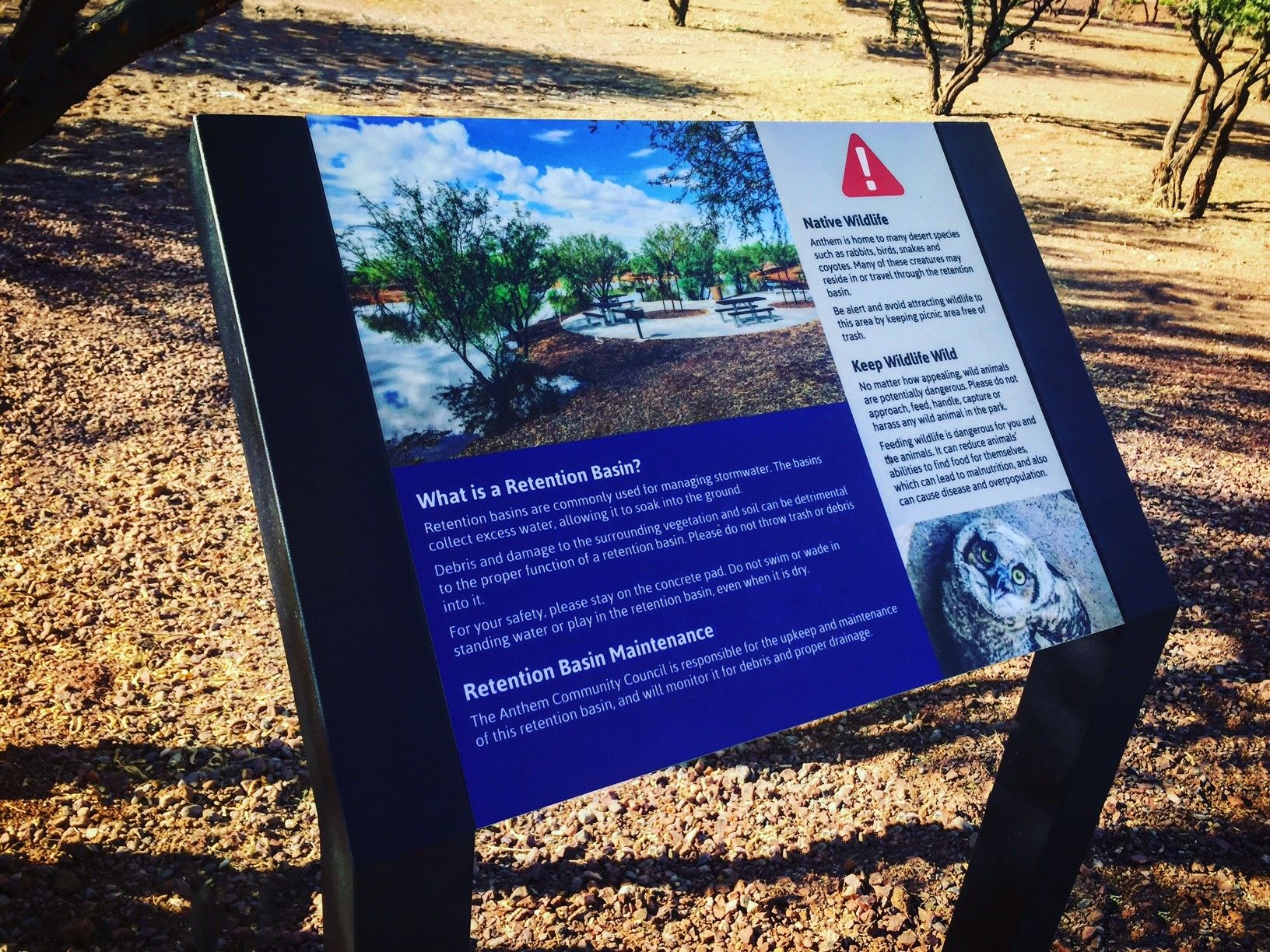 Architectural park signage Anthem Community Council