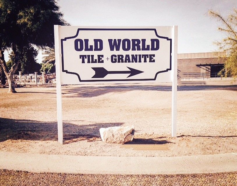 Architectural Post and panel signage Old World Tile and Granite