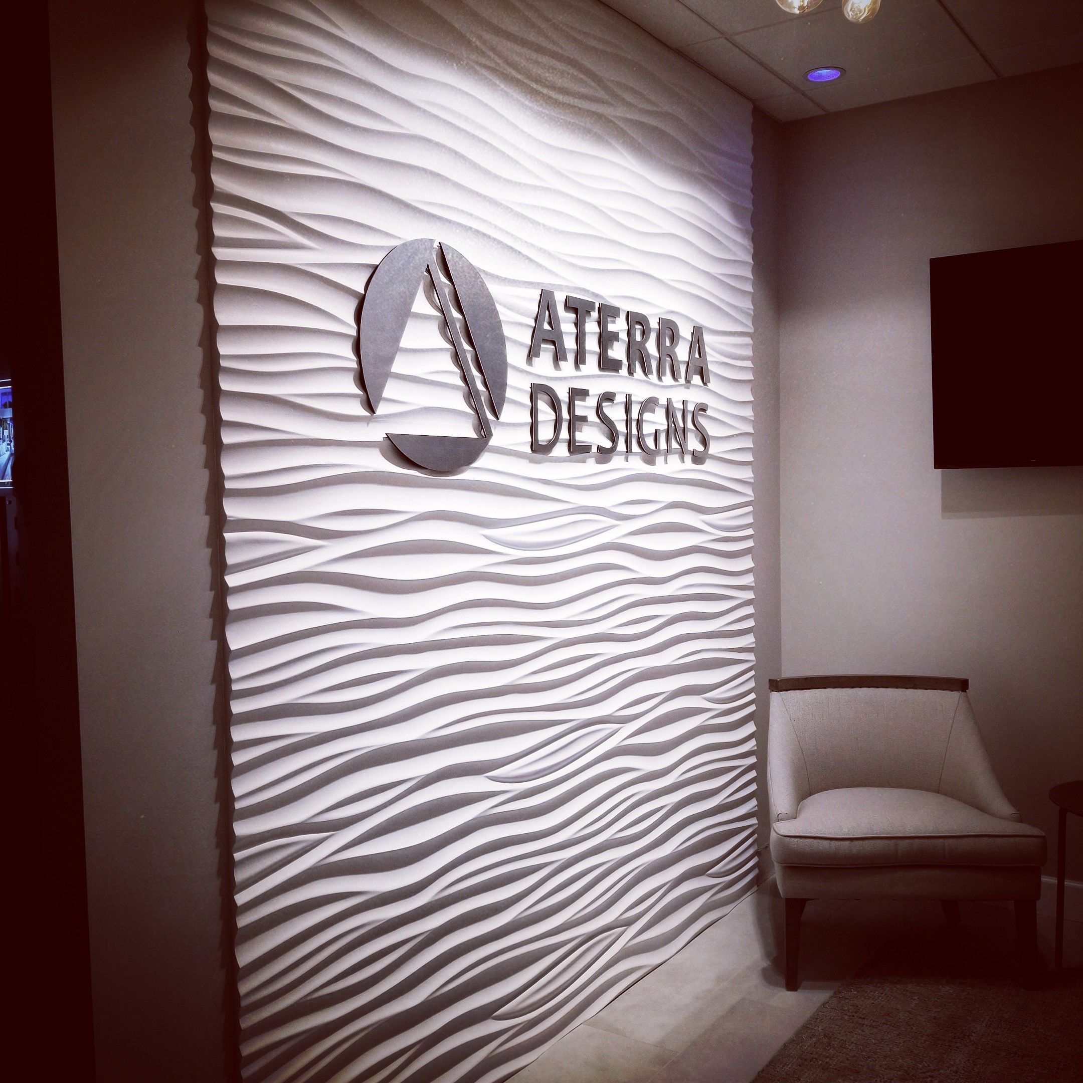 Architectural interior reception lobby signage Aterra Designs 