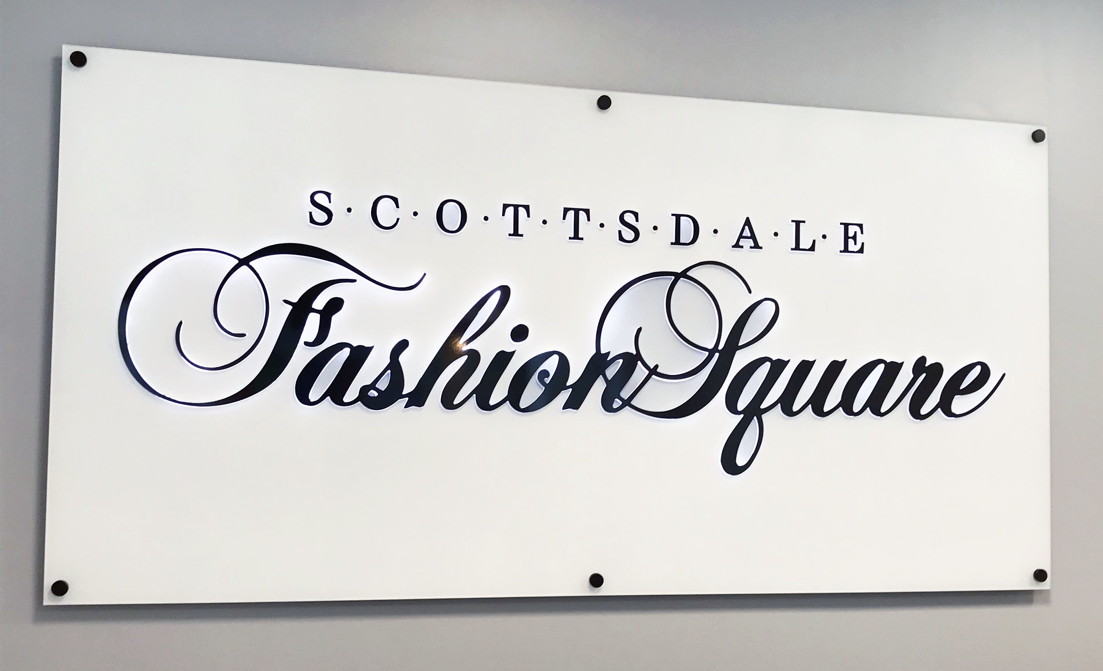 Architectural reception sign scottsdale fashion square