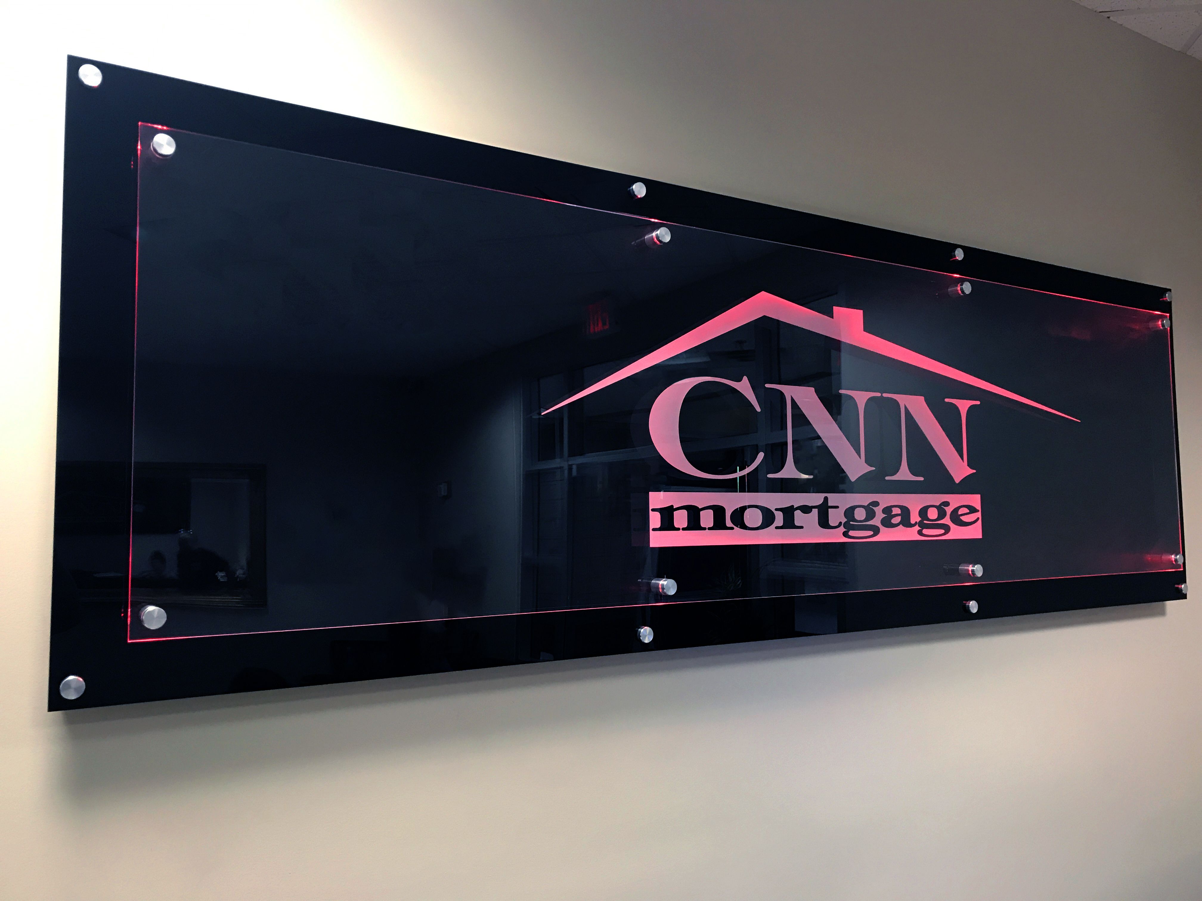 Architectural reception signage CNN Mortgage