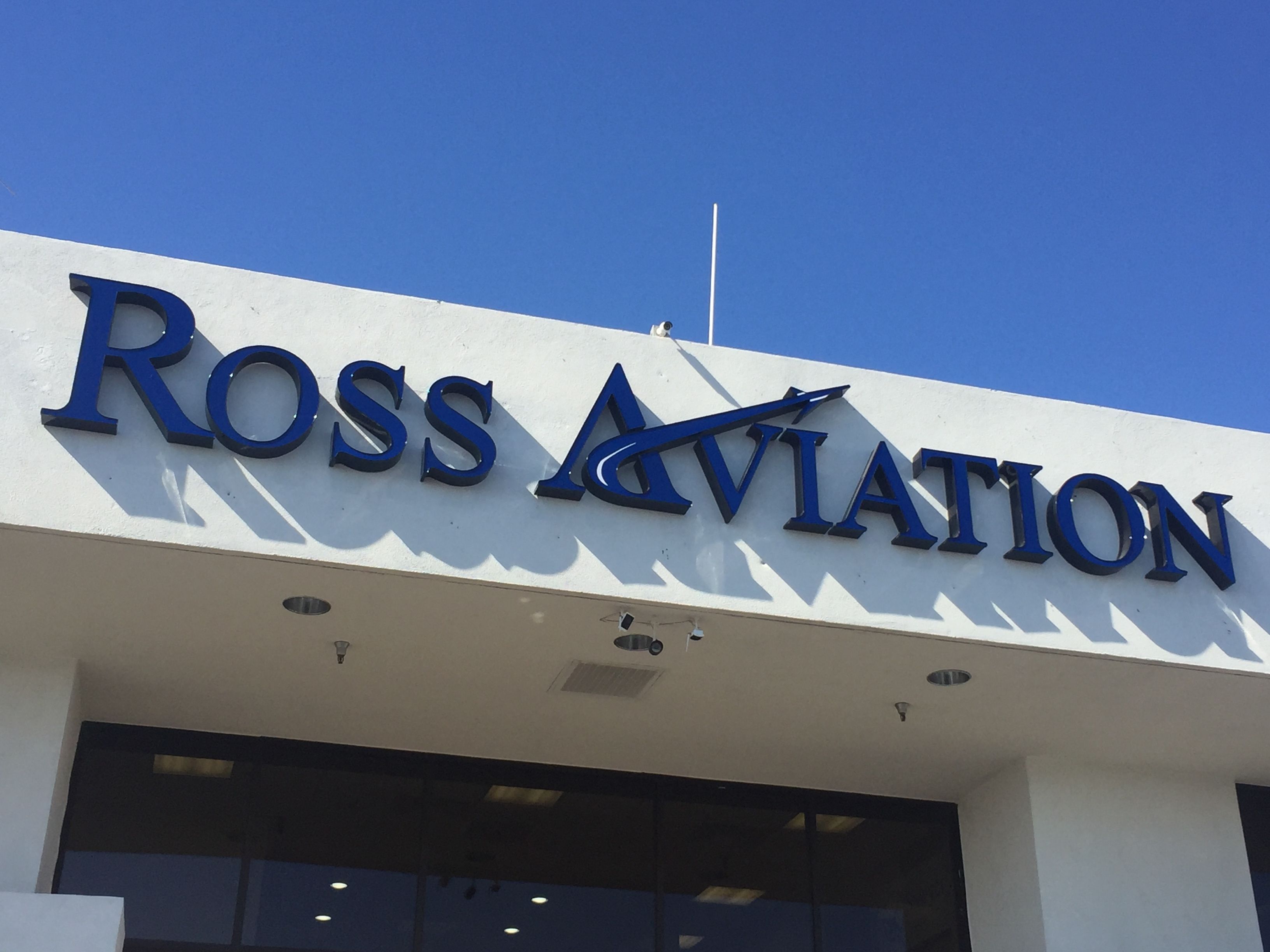 Channel Letter Building Sign for Ross Aviation in Scottsdale Arizona