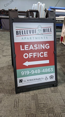 Leasing Office A-Frames & Sidewalk Sign for Bellevue Mill in   Hillsborough, NC