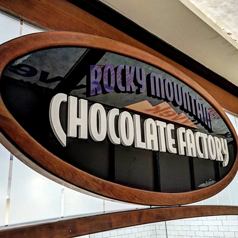 Acrylic 3D Dimensional Logo and Lettering for Rocky Mountain Chocolate Factory in Winston-Salem, NC