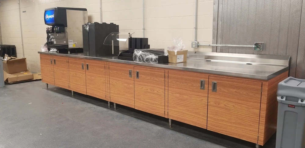 Custom Wrapped Stainless Steel Cabinets