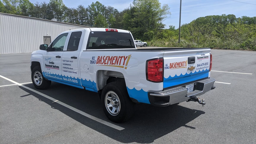 Partial Vehicle Wrap for Carolina Basement Systems 