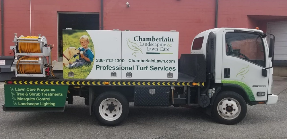 Partial Vehicle Wrap for Chamberlain Landscaping & Lawn Care Winston-Salem, NC