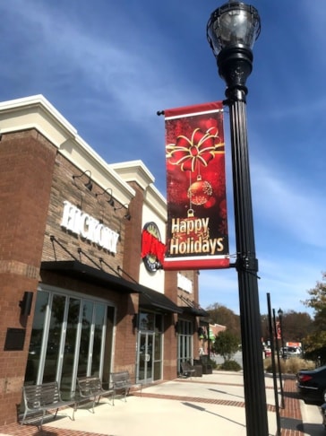 Light Pole Banners for Hanestown Shopping Center in Winston-Salem, NC