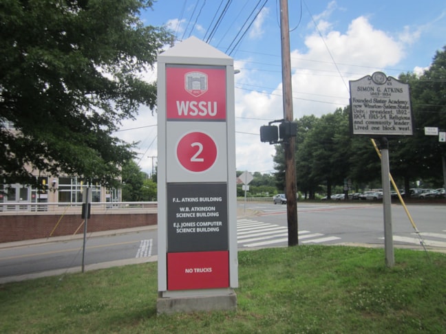 Winston-Salem State University Pylon Wayfinding Sign