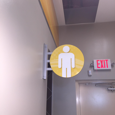 Flag Mount Custom Restroom Sign for Breeze Thru Convenience Store in Cary, NC