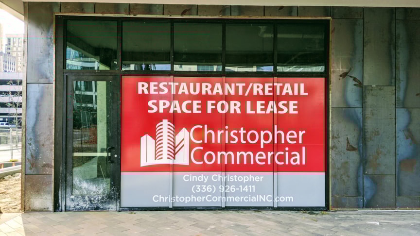 Solid Vinyl Window Wrap for Christopher Commercial in Winston-Salem, NC