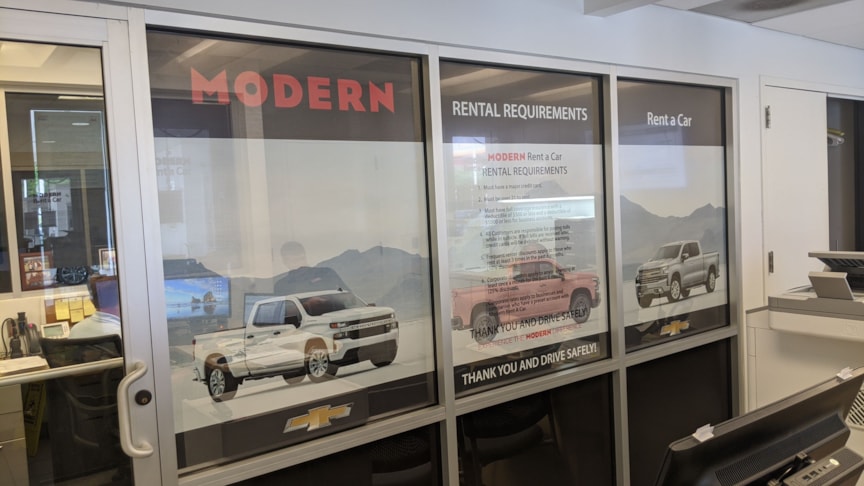 Perforated Window Vision for Modern Chevrolet of Winston-Salem,NC