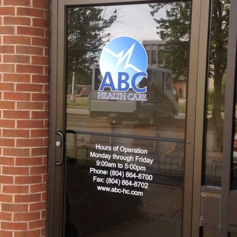 Custom Window Graphic-ABC Health Care-Charlottesville Va