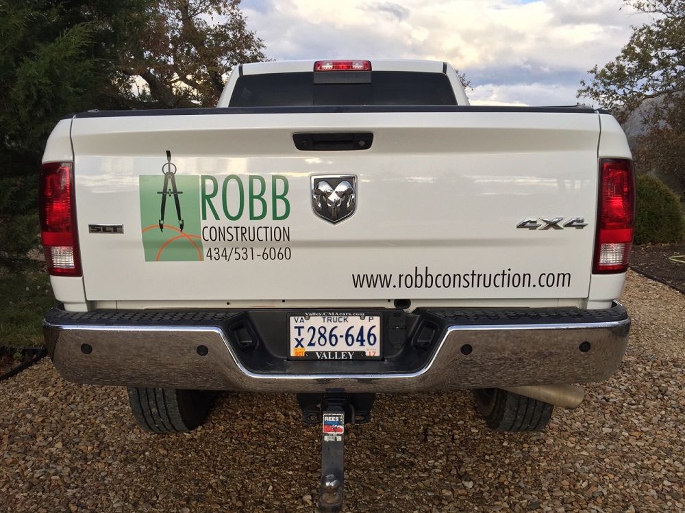Custom Vehicle Logo and Lettering-Robb Construction-Charlottesville Va