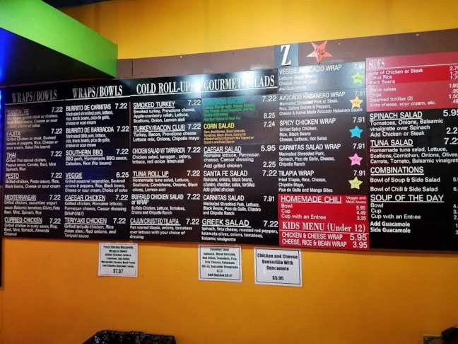 Custom Menu Display Board-Zazus Fresh Grille-Charlottesville Va