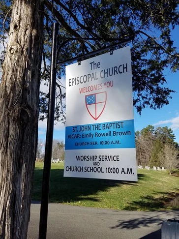 Custom Aluminum Hanging Sign and Post-St. John the Baptist Episcopal-Charlottesville Va