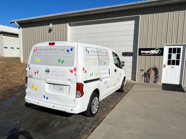 Fun graphics for florist delivery van