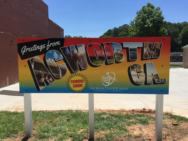 Post and Panel sign for school in Acworth, Georgia