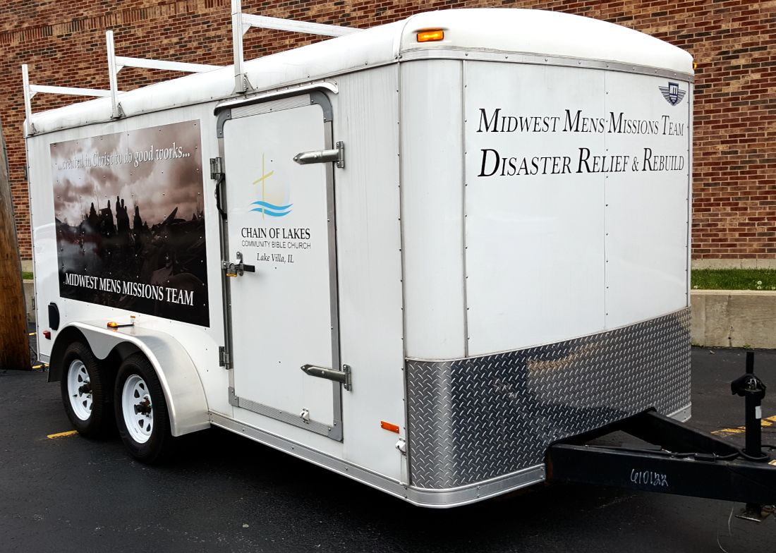 Mission team trailer equipped for disaster relief. Lake Villa IL