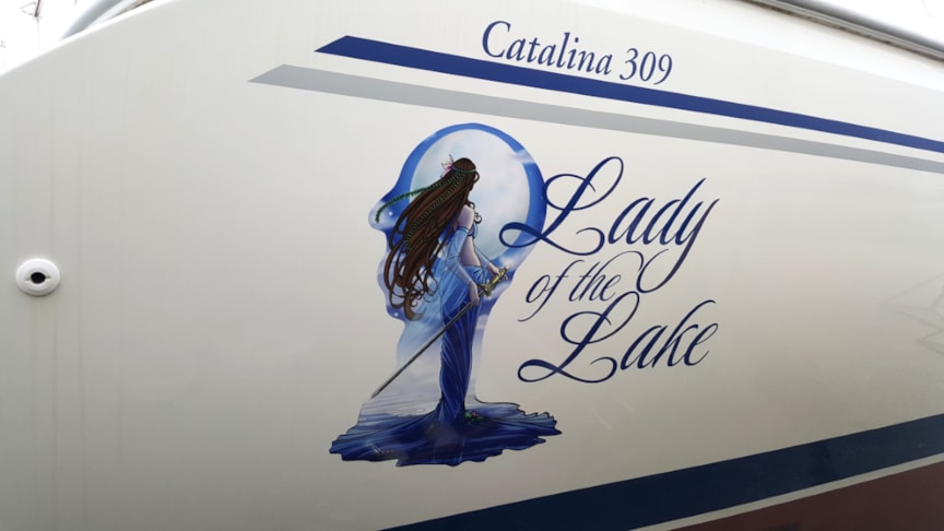 Boat graphics and lettering