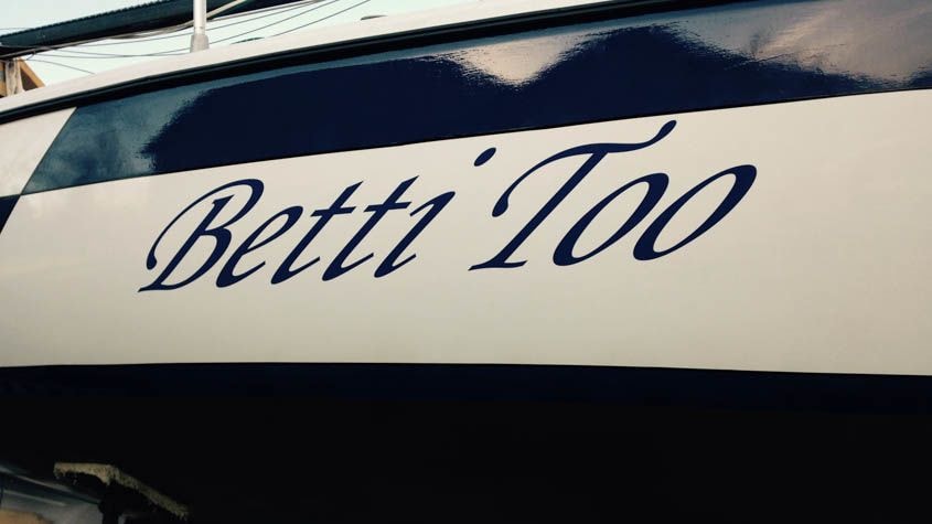 Designed and then applied to sailboat at customers home in Winthrop Harbor IL before launch.