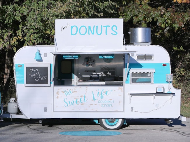 Graphics on Food Truck made from old camper