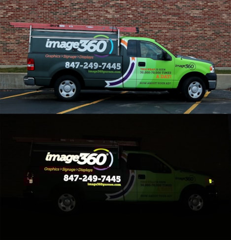 Truck wrap with printed and cut reflective graphics