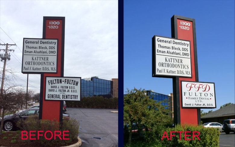 Before and after new faces for Fulton Family Dental in Waukegan