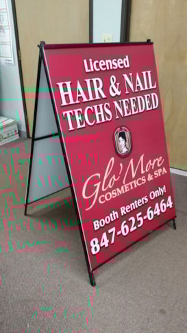 A Frame sign with metal frame