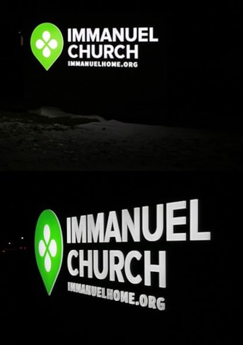 LED illuminated sign with push through plexiglass letters creating edge lit effect