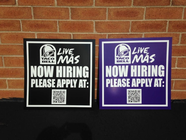 Corrugated plastic help wanted signs