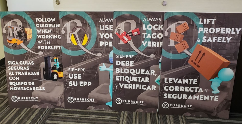 Safety posters mounted on PVC