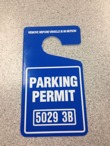 Permit Parking Window Hanger 