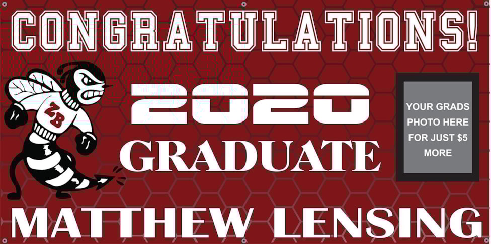 6 x 3 Graduation banners personalized with name and photo