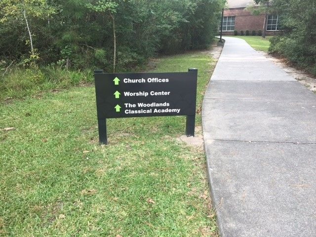 Metal Post and Panel Signage The Woodlands Church
