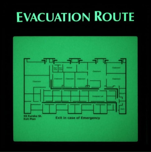 Glow in The Dark Signs Evacuation Route Signage 