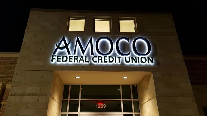 Reverse Lighted Channel Letters Bank and Credit Union