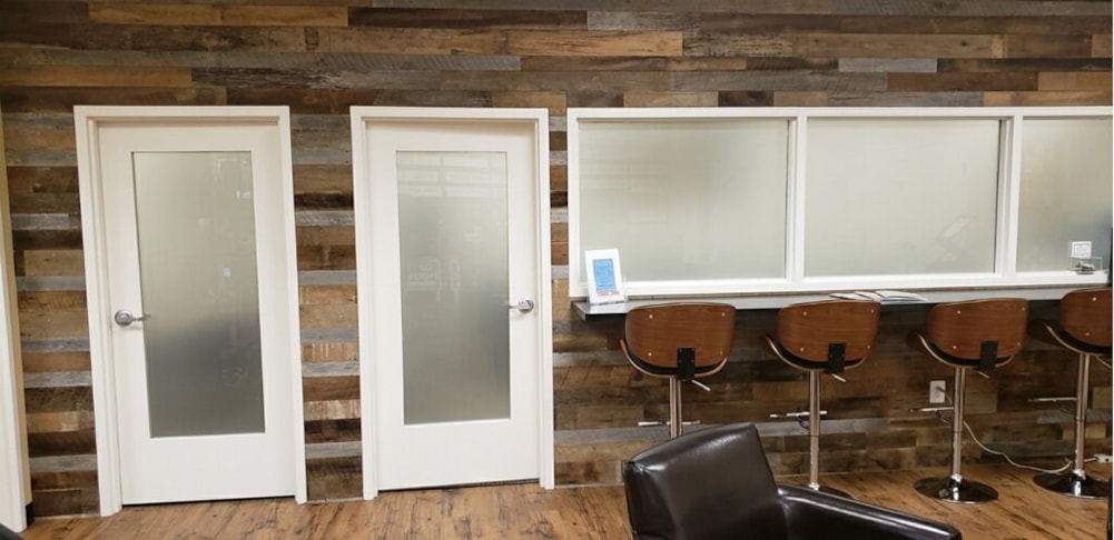 St. John Properties in Frederick, MD. needed some privacy vinyl for their office glass. This etched vinyl can be plain, or printed for a custom look.