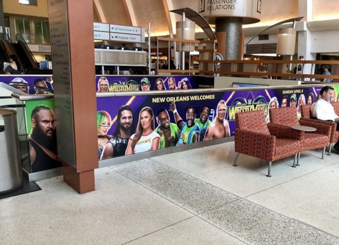 Vinyl Graphics for Wrestle Mania in MSY Airport