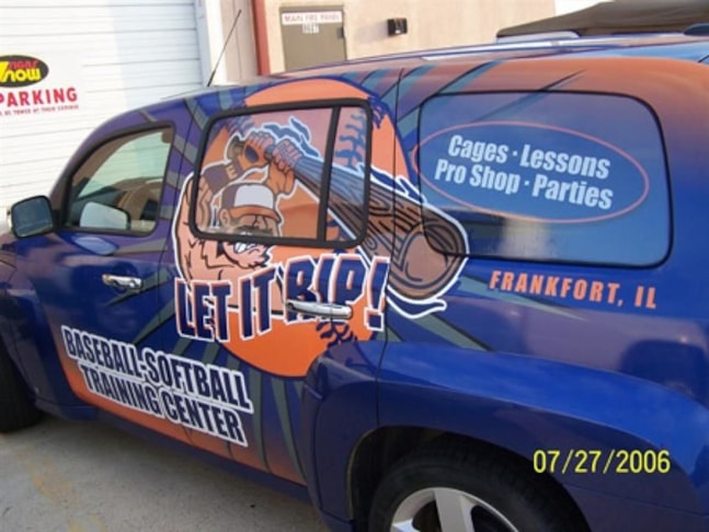 Digitally printed vinyl vehicle wrap and window graphics