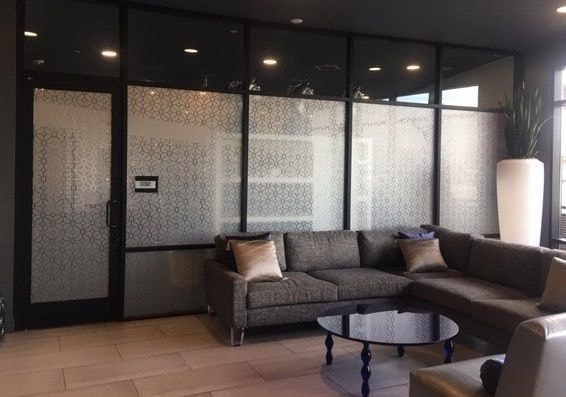 METRO @ MAIN CUSTOM FROSTED VINYL FOR FITNESS ROOM CORONA, CA